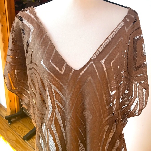 Elegant Tan Swim Coverup - Picture 2 of 4